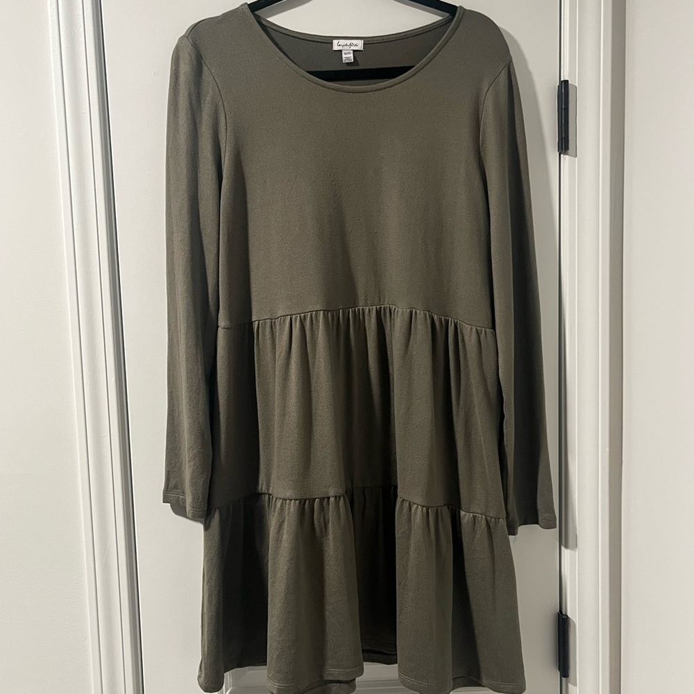 Love, Fire Olive Long Sleeve Dress